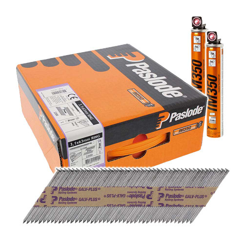 Paslode 34° 63 x 3.1mm Galvanised Plus IM350+ Collated Nails - Pack of 2200 image Paslode 34° 63 x 3.1mm Galvanised Plus IM350+ Collated Nails - Pack of 2200 image
