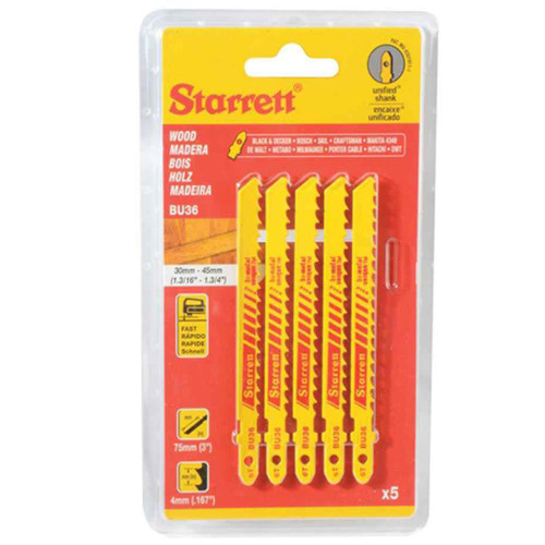 Starrett 75mm Jigsaw Blade BU38 Bi-metal for Wood. Pack Of 5 image