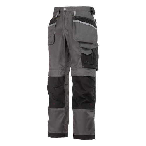 Snickers DuraTwill Trousers Kit with Knee Pads & Belt Clip - (Grey/Black)