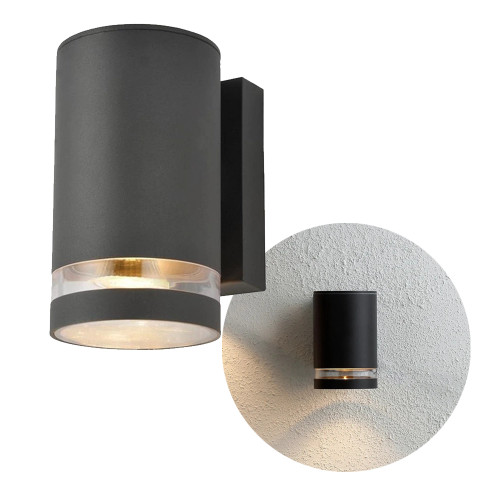 Zinc Lens Up or Down Outdoor Wall Light - Anthracite