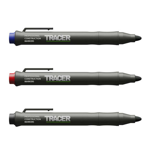 Tracer Clog Free Marker Kit - 3pc Pack With Holsters (1 x Black/1 Blue/1 Red) image Tracer Clog Free Marker Kit - 3pc Pack With Holsters (1 x Black/1 Blue/1 Red) image