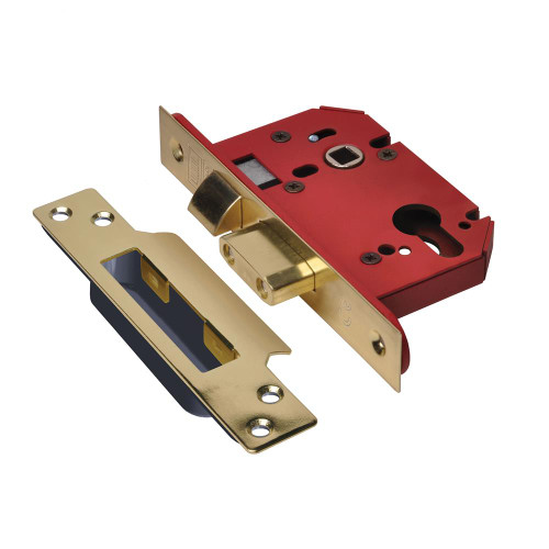 Union Strongbolt Euro Profile Sash Lock 2.5'' - Polished Brass image