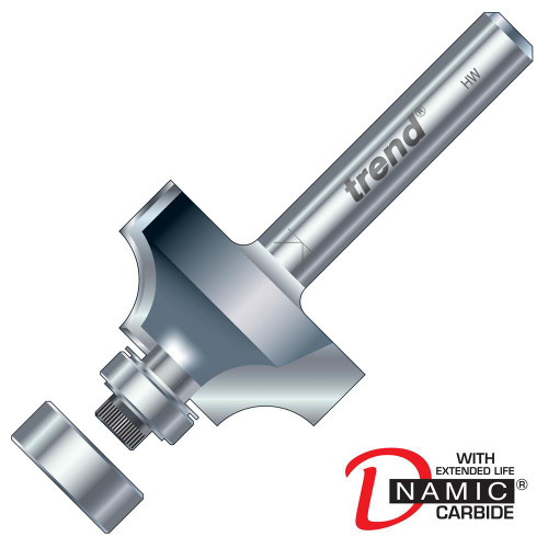 Trend Guided Rounding Over Cutter 13mm Cut - 1/4'' Shank, 25.4mm Dia, 6.3mm Radius image