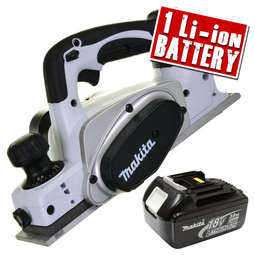 Makita 18v White Li-ion Planer Body + 1 x 3.0Ah Battery image
