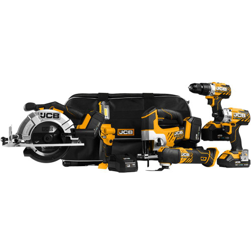 JCB 186PK 18V 6 Piece Kit with 2 x 5Ah and 2Ah Batteries, Charger Tool Bag image