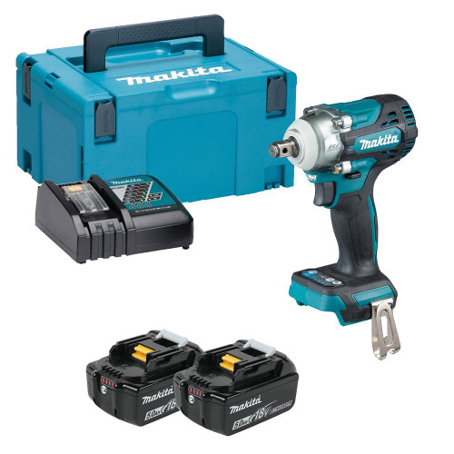 Makita DTW300 18V LXT Brushless 1/2" Impact Wrench with 2x 5.0Ah Batteries, Charger & Case image