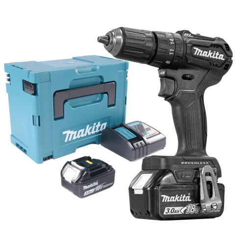 Makita 18v Black Brushless Combi Drill with 2 x 3.0Ah Batteries image