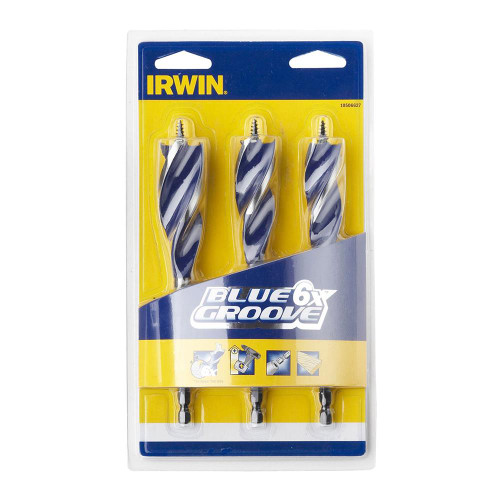 Irwin Blue Groove 6X Auger Bit 3 Piece Set Irwin Blue Groove 6X Auger Bit 3 Piece Set
