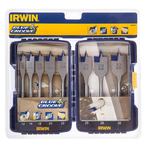 Irwin 10506629 IRWIN Blue Groove 4X 8 Piece Flat Bit Set