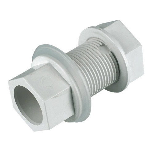 Floplast 21.5mm White PVCu Overflow Straight Tank Connector - Pack of 10