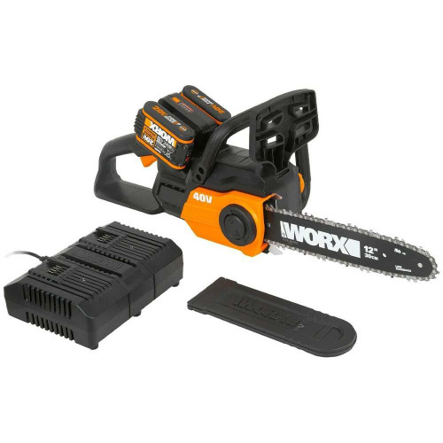 Worx WG381E 40V (2x 20V) Brushless 30cm Chainsaw with 2x 2.0Ah Batteries, Charger & Blade Sheath image