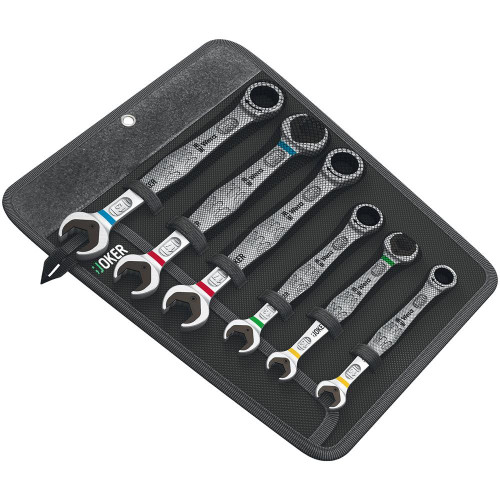 Wera Joker Combination Ratchet Wrench 6 Piece Set with Double Open-End Wrenches image