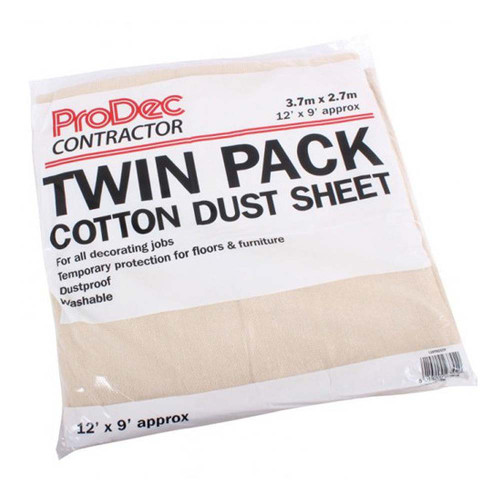 Prodec Contractor 12' X 9' Cotton Dust Sheets - Pack 2 image Prodec Contractor 12' X 9' Cotton Dust Sheets - Pack 2 image