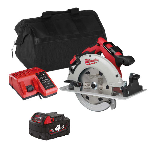 Milwaukee M18 BLCS66ITS 18V M18 Brushless 190mm Circular Saw with 1 x 4.0Ah Battery, Charger & Bag image
