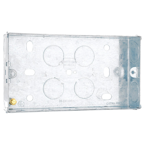 BG Electrical 2-Gang Surface Pattress Steel Mounting Box - 25mm image BG Electrical 2-Gang Surface Pattress Steel Mounting Box - 25mm image