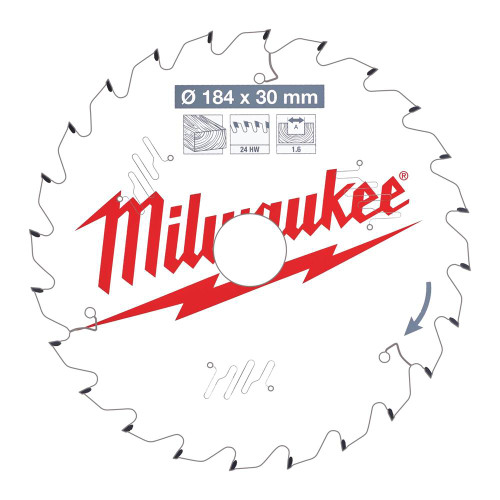 Milwaukee 184mm 24T Wood Cutting Circular Saw Blade image