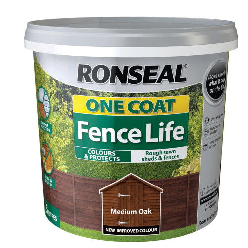 Ronseal One Coat Fence Life Medium Oak 5L image