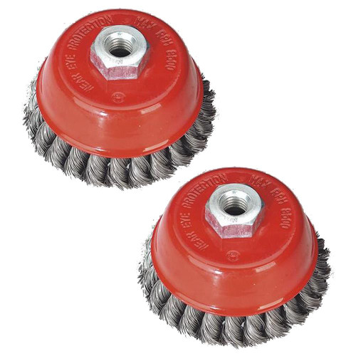 Sealey Ø100mm Twist Knot Wire Cup Brush M14 Thread Twinpack