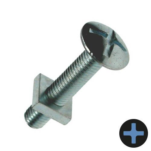 M6 x 70mm Roofing Bolt & Nut - Box of 100