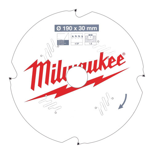 Milwaukee 190mm 4T Fibre Cement Cutting Circular Saw Blade image