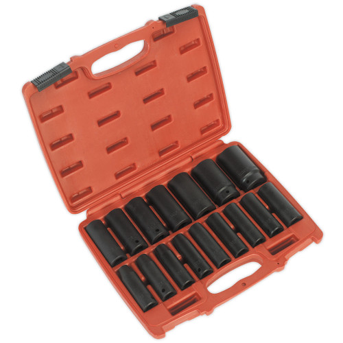 Sealey Impact Socket 16 Piece Deep Set 1/2'' Square Drive Metric image