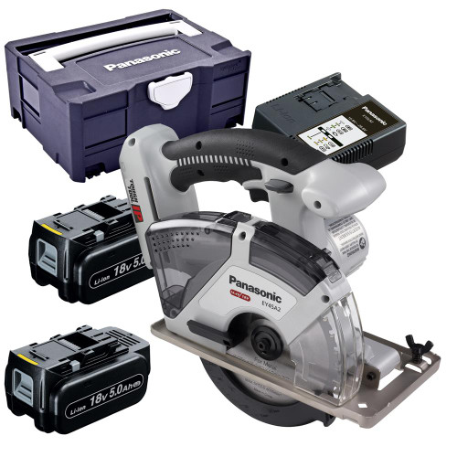 Panasonic EY45A2LJ2GT31 14.4v/18V 135mm Circular Saw with 2 x 5.0Ah Batteries, Charger & Case image
