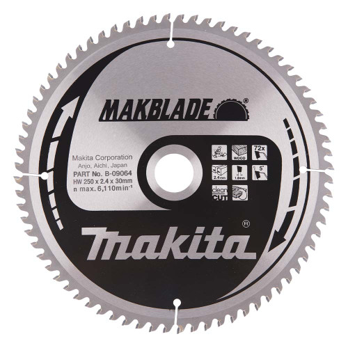 Makita B-09064 250mm x 30mm 72T MAKBLADE Saw Blade image
