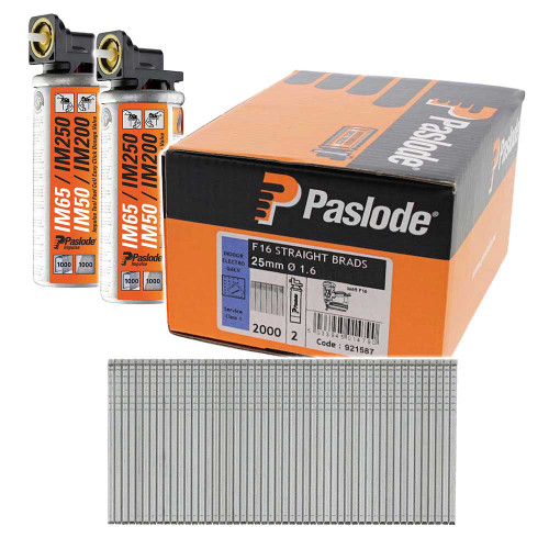 Paslode F16 / 16GA 25mm Straight Electro Galv IM65 Collated Nail & Fuel - Pack of 2000 image Paslode F16 / 16GA 25mm Straight Electro Galv IM65 Collated Nail & Fuel - Pack of 2000 image