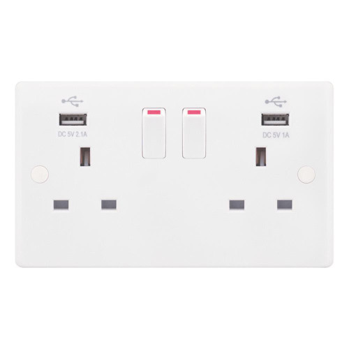 Selectric SSL581 Selectric 13A 2 Gang USB Switched Socket Outlet image