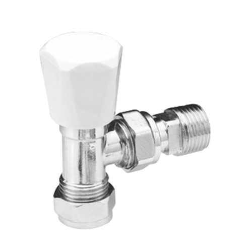 Pegler Mercia 15mm x 1/2'' Angle Radiator Valve (White/Chrome) image