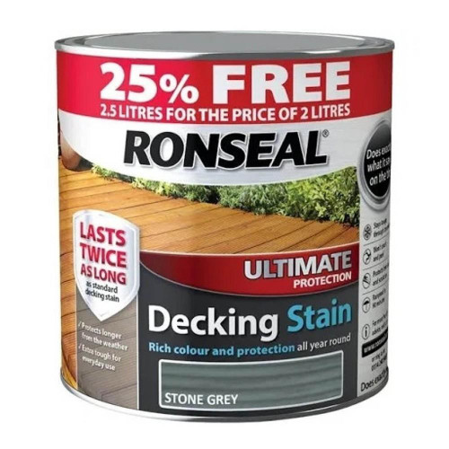 Ronseal Ultimate Decking Stain Stone Grey 2 Litre image