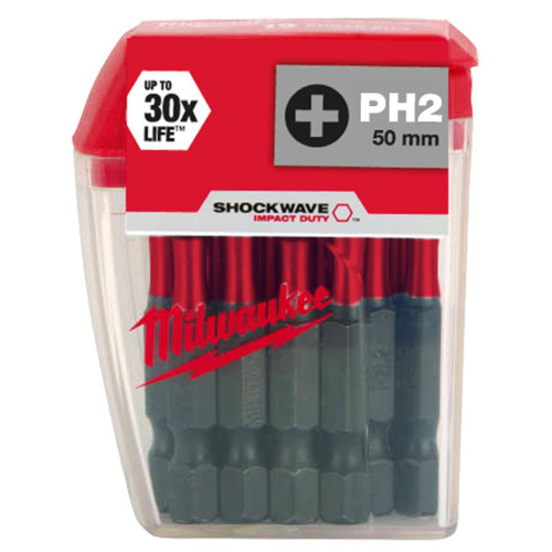 Milwaukee SHOCKWAVE PH2 50mm GEN4 Impact Duty Screwdriver Bits - Pack of 10