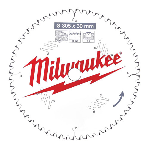 Milwaukee 305mm 60T Wood Cutting Mitre Saw Blade image