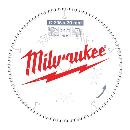 Milwaukee 305mm 100T Wood Cutting Mitre Saw Blade image