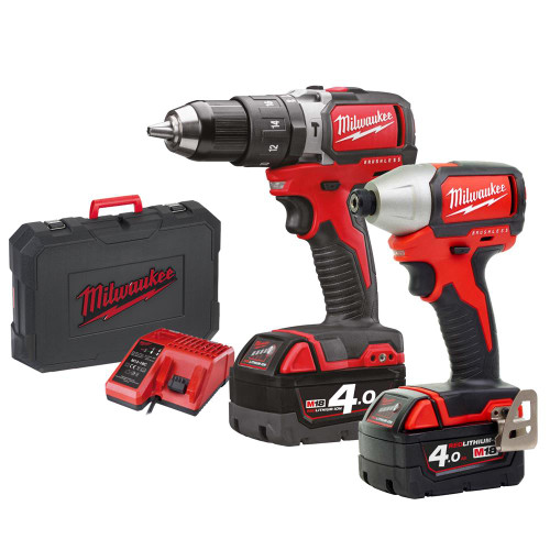 18v M18 Brushless 2 Piece Kit with 2 x 4Ah Batteries, Charger and Case image