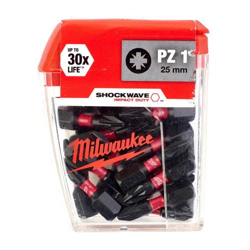 Milwaukee 4932430861 Milwaukee PZ1 25mm Shockwave Impact Screwdriver Bit Box - Pack of 25 image