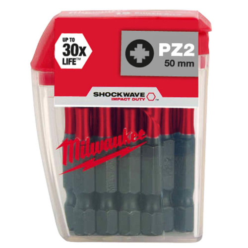 Milwaukee SHOCKWAVE PZ2 50mm GEN4 Impact Duty Screwdriver Bit - Pack of 10