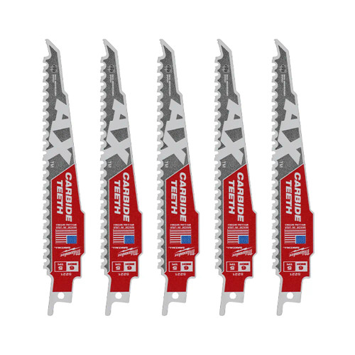 Milwaukee 150mm SAWZALL Heavy Duty AX Carbide Teeth Demolition Reciprocating Saw Blade for Metal - Pack of 5 image