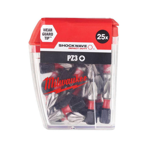 Milwaukee SHOCKWAVE PZ3 25mm Impact Screwdriver Bit Box - Pack of 25