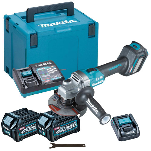 Makita GA023G 40V MAX XGT Brushless 125mm Angle Grinder, 2x 2.5Ah Batteries, Charger & Case image