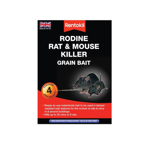 Rentokil Rodine Mouse & Rat Killer Grain Bait - Pack of 4 image