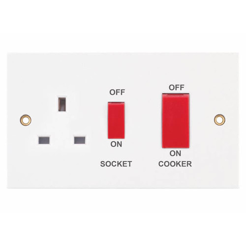 Selectric LG953 Selectric 45A Cooker Unit, 13A Switched Socket, Red Rockers image