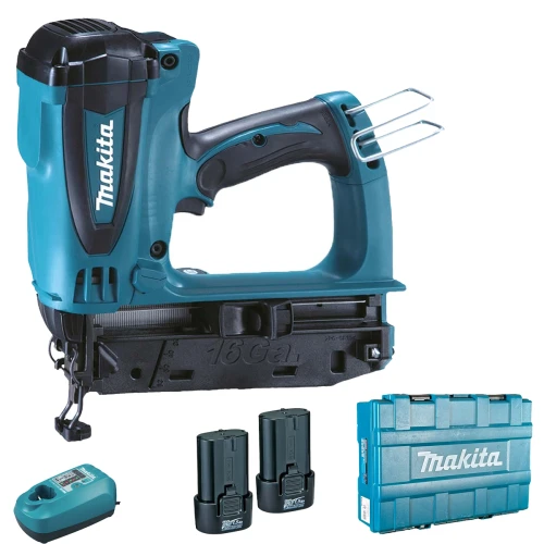 Makita GF600SE 7.2V Gas Second Fix Finishing Brad Nail Gun, 2x 1.0Ah Batteries, Charger & Case image