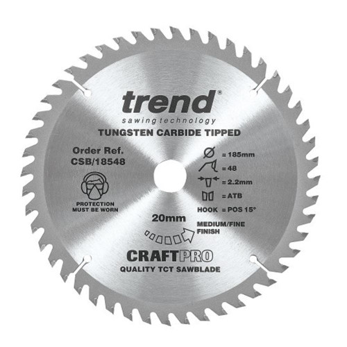 Trend Craft Saw Blade 185mm x 48T 20mm To Suit Erbauer ERB690CSW image