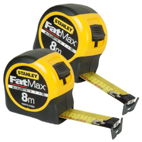 Stanley FatMax Blade Armor Magnetic Tape Measure 8m Metric - Pack of 2 image