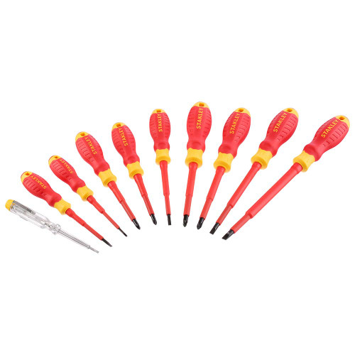 Stanley FatMax STHT60032-0 VDE Insulated Screwdriver Set 10 Piece SL/PH/PZ/Tester image