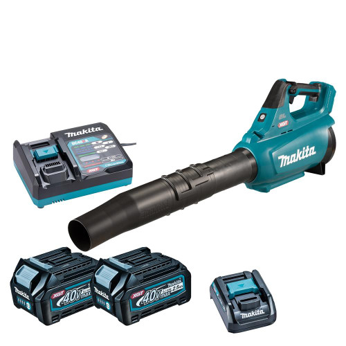 Makita UB001GZ 40V MAX XGT Brushless Blower, 2x 2.5Ah Batteries, Fast Charger & XGT / LXT Adaptor image
