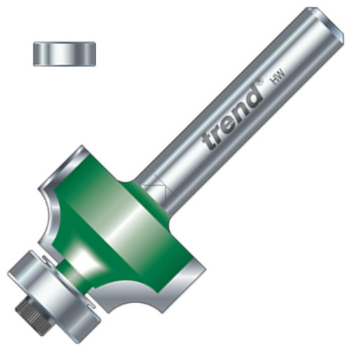 Trend C074X1/4TC Trend Guided Rounding Over Cutter 9.5mm Cut - 1/4'' Shank, 19mm Dia, 3.2mm Radius image