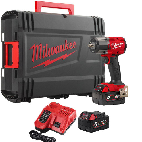 Milwaukee M18 FMTIW2F38 18V FUEL Brushless 3/8" Impact Wrench, 2x 5.0Ah Batteries, Charger & Case image