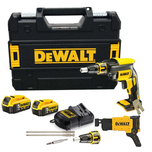 Dewalt DCF620P2K Brushless Drywall Screwdriver with Attachment, 2x 5.0Ah Batteries, Charger & Case image